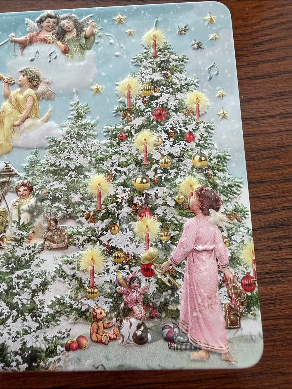 Vintage German Embossed Christmas Tin Santa